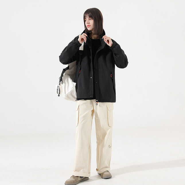 2024 Spring and Summer Outdoor Zipper Jacket Coat Unisex Loosen Sports Mountain Windproof Hooded Jacket