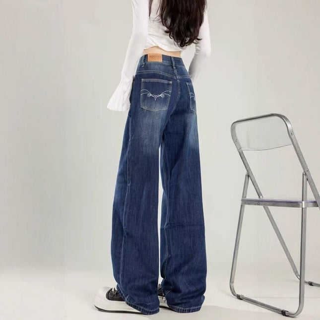 Wide-Leg Jeans for Women 2025 New Spring and Autum High-Waisted Loose Casual Floor-Length Pants That Do Not Stick to the Legs Trendy