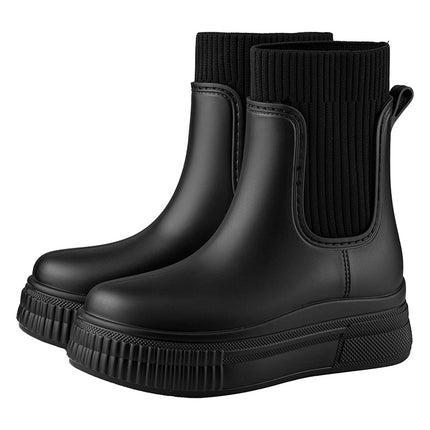 2025 New Chelsea Women's Elastic Rain Boots Mid-Low Rain Boots Thick-Soled Wear-Resistant Boots Cross-Border Export Hot Style