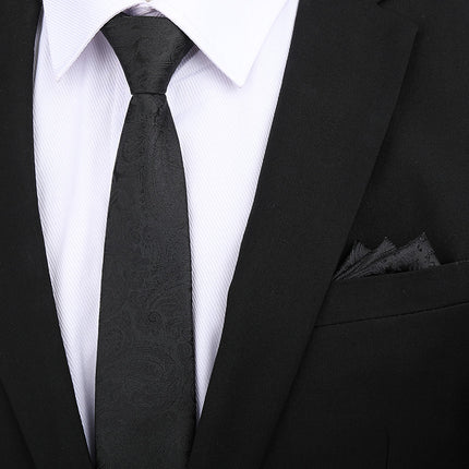 Formal wear wedding tie men's 8CM bridegroom wedding Korean style wine red business tie narrow zipper lazy men and women
