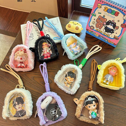 Original Plush Transparent Storage Bag Mini Cute Coin Purse Canvas Earphone Bag Storage Hanging Bag