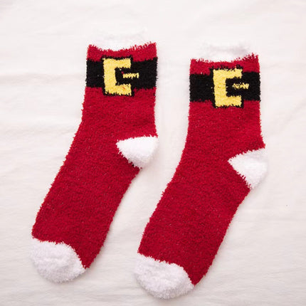 Coral fleece Christmas socks autumn and winter thick tube socks New Year gift socks cartoon Christmas socks cross-border wholesale