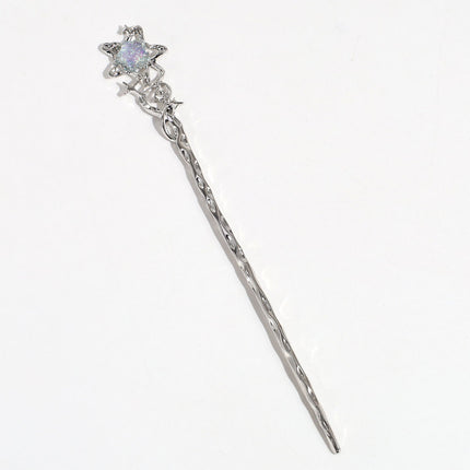 New Chinese Style Elegant Crystal Magic Wand Star Moon Hairpin Creative Faucet Auspicious Cloud Lotus Hairpin Hair Accessories