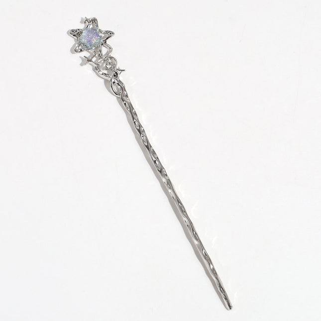 New Chinese Style Elegant Crystal Magic Wand Star Moon Hairpin Creative Faucet Auspicious Cloud Lotus Hairpin Hair Accessories