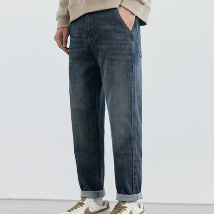 Wange Men's Combed Cotton Washed Stretch Jeans 2025 Spring and Autumn Slightly Loose Casual Small Straight-Leg Pants