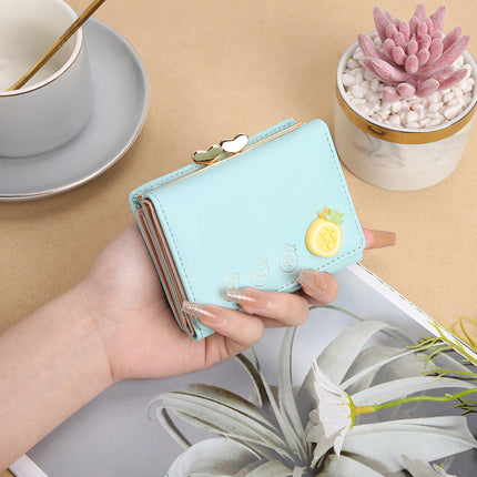 2024 New Cute Folding Women's Short Korean Style Wallet Strawberry PU Mini Clip Creative Coin Purse