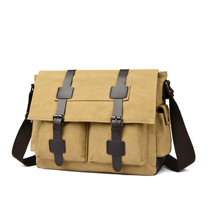Korean Style Canvas Crossbody Bag Trendy Shoulder Bag Men's Large Capacity Student Computer Bag Camera Bag Large Factory Direct Sale