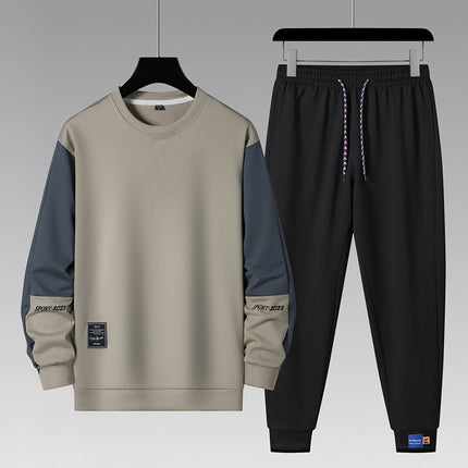 Cross-Border Sports Suit Men's Spring and Autumn Loose Large Size Korean Style Fitness Running Suit Autumn and Winter Thickened and Velvet Two-Piece Set