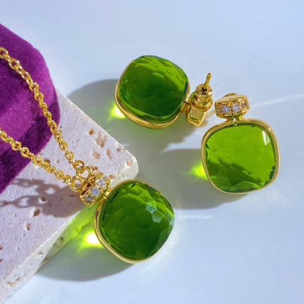 Creative original design perfume bottle crystal single flower necklace earrings cross-border explosive fire artificial spar necklace earrings
