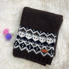 Fair isle knitted scarf-coffee