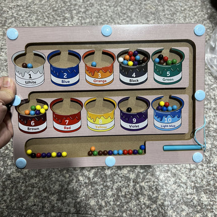 New Children's Educational Magnetic Pen Digital Maze Early Education Wooden Color Classification Counting Board Walking Bead Toys