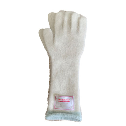 Ins blogger with rabbit fur long gloves color matching knitted finger can play mobile phone cloth label fashion ladies gloves