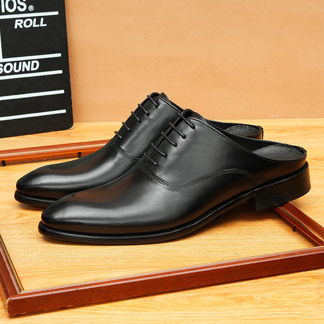Trendy Foreign Trade Half-Slippers, Business Formal Leather Sandals, Genuine Leather Slip-On Outdoor Clogs, Fitting Room Men's Shoes