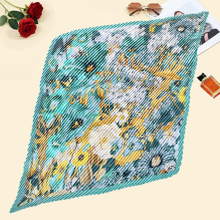 New wrinkled small square scarf female Korean imitation silk printed wrinkled small scarf Joker scarf decorative scarf wholesale