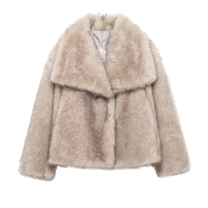 KAOPU ZA fur large lapel imitation fur coat short fashion imitation fox fur coat fluffy plush women's clothing