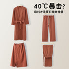 Cotton and linen brick red suit / M