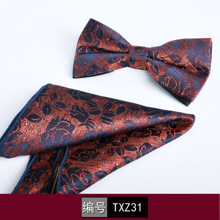 Bow tie square men's two-piece wine red series new spot business executive professional style groom wedding