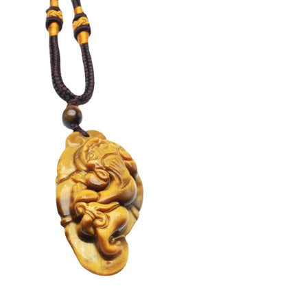 Couple's Pixiu Pendant Tiger Eye Stone Guanyin Buddha Guan Gong Ping An Buckle Pendant Yellow Tiger Eye Stone Pendant Supply Straight Hair