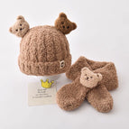 Half velvet bear two-piece set [brown]]