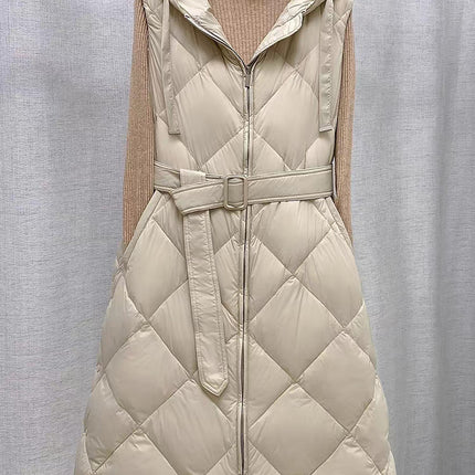 Good Quality Goods! Close Your Eyes and Enter~ Loose Slimming Look Stand-Up Collar Offset Printing Asymmetrical 90 White Duck down Vest for Women Winter