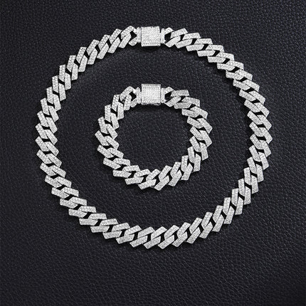 Foreign trade explosive hip-hop jewelry full diamond Cuban chain men's vacuum plating does not fade rap accessories factory outlet