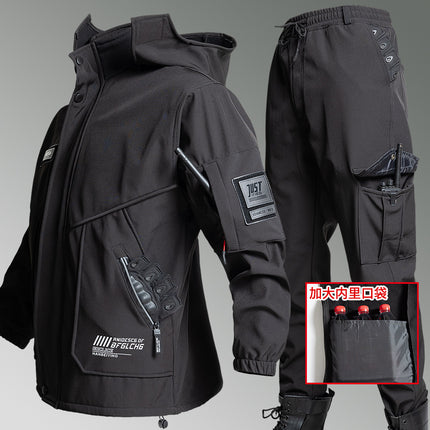 Winter Velvet Water-Style Jacket, Outdoor Work Clothes, Wear-Resistant Work Clothes, Cold and Warm Labor Protection Suit