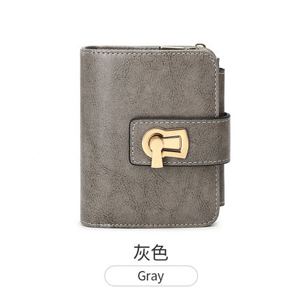 Short Women's Wallet 2024 New Multi-Functional Anti-Theft Brush Zipper Foldableing Card Holder Integrated Large Capacity Small Wallet