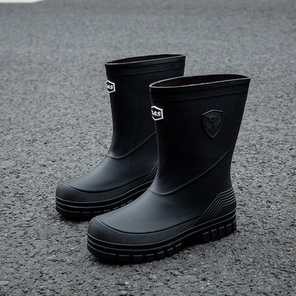 Men's Fashionable All-match Mid-barrel Japanese Rain Boots Outer Wear Thick Bottom Wear-resistant Kitchen Fishing Anti-slip Waterproof