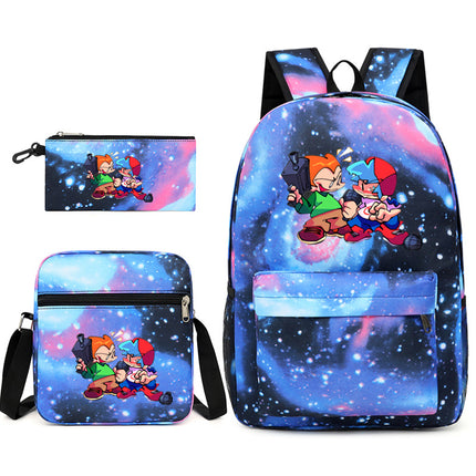 2021 Friday night backpack shoulder bag pencil case three-piece canvas schoolbag set