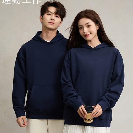 Trendy Brand Heavyweight 400g Terry Crewneck Sweatshirt Couple Pullover Autumn and Winter Thickened Coat Solid Color Loose Unisex Top