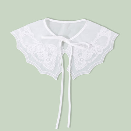 Spring and Summer New Transparent Organza Ruffled Embroidered Collar Small Outer Shawl Lace Decorative Collar