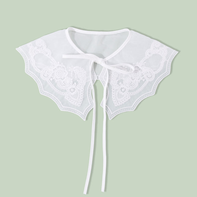 Spring and Summer New Transparent Organza Ruffled Embroidered Collar Small Outer Shawl Lace Decorative Collar