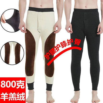 [Authentic] Men's Cashmere Thermal Pants Winter Thickeneded Velvet Cotton Pants Slim High Waist Large Size Knee Pads Wool Pants