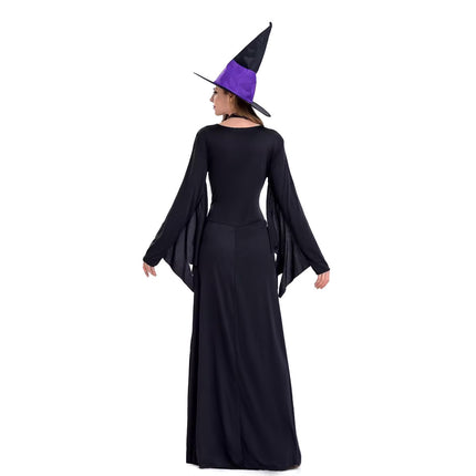 Amazon Cross-Border Halloween Purple Witch Costume Magician Long Skirt Wizard Cosplay Stage Performance Costume