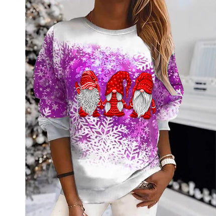 New Product 2025 Autumn and Winter Independent Station Aliexpress Wish Christmas Snowflake Print Round Neck Sweatshirt Women's Tops