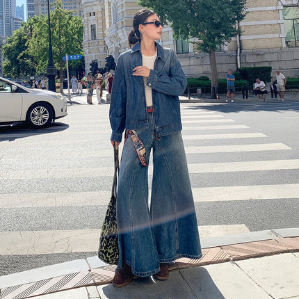 Coolmei Pai [Cocoa Outdoor Set] 2026 Spring/Summer New Style Old Money Style Retro Loose Denim Set