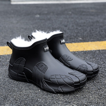 2025 New Waterproof Shoes Outdoor Trendy Rain Shoes Wear-resistant Kitchen Take-out Rubber Shoes Men's Non-slip Warm Cover Shoes