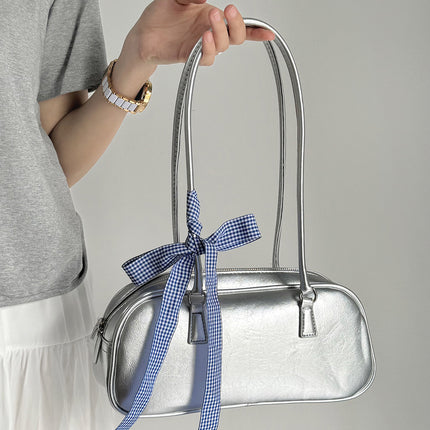 2026 New Style Handbag Korean Version Niche Shoulder Underarm Bag Trendy Fashion Large Capacity Silver Pillow Bag