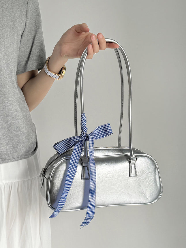 2026 New Style Handbag Korean Version Niche Shoulder Underarm Bag Trendy Fashion Large Capacity Silver Pillow Bag