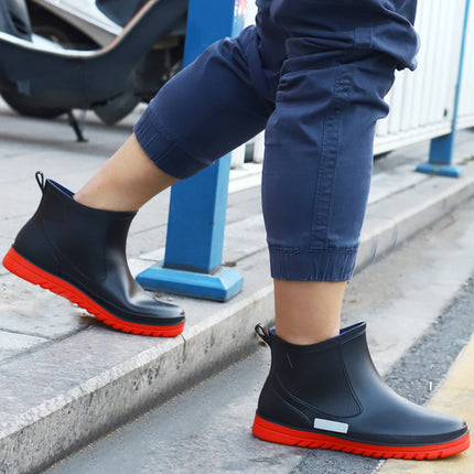 Cross-Border Low-Top Rain Boots for Men, Outdoor Waterproof Shoes, Non-Slip Reflective Rain Boots, Kitchen Work Shoes, Fishing and Car Washing Rubber Shoes