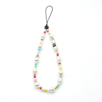 Online popular anti-lost mobile phone chain rainbow mobile phone chain same enamel beads DIY mobile phone lanyard factory direct sales