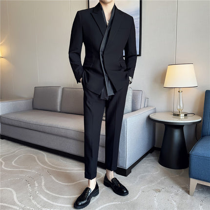 New Fashionable Suit suit Removable Fake Two-piece Design Korean Yuppie Show Style Suit Two-piece Set