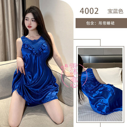 Sex Lingerie Sexy Pajamas Women's Summer Nightdress Lace Sleeveless Loose plus size Pajamas Sexy Pure Sex Clothes