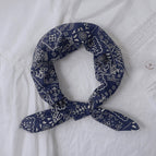 Cashew nut manano navy blue / 100% cotton 58x58cm square scarf