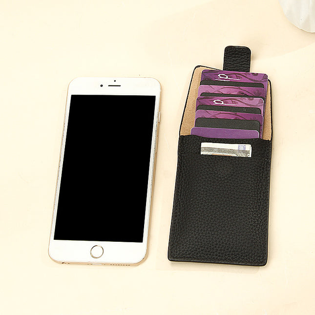 New ultra-thin lightweight leather card case multi-card pull-out ID set simple solid color ID card set Wholesale