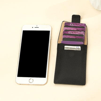New ultra-thin lightweight leather card case multi-card pull-out ID set simple solid color ID card set Wholesale