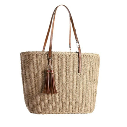 New Versatile Straw Bag, Large Capacity Handmade Woven Bag, Vacation Beach Bag, Vegetable Basket, Women's Bag, Shoulder Tote Bag