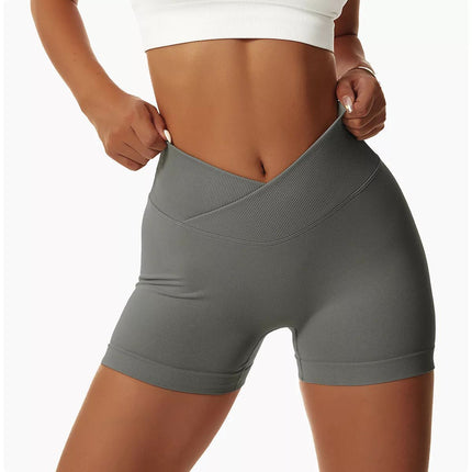 European and American Outdoor Yoga Shorts Elastic High Waist Running Fitness Tight Peach Hip Seamless Sports Shorts for Women