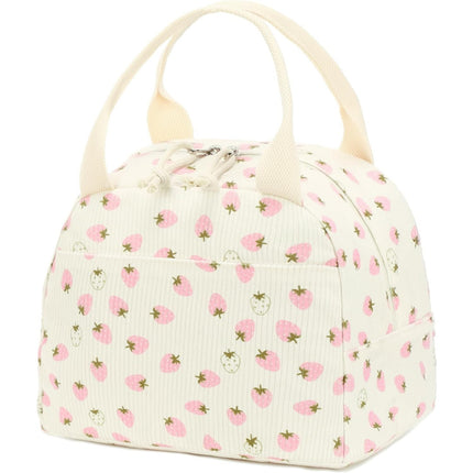 Cross-Border Corduroy Printed Portable Lunch Bag Travel Picnic Ice Bag Lunch Box Work Insulated Bag Lunch Box
