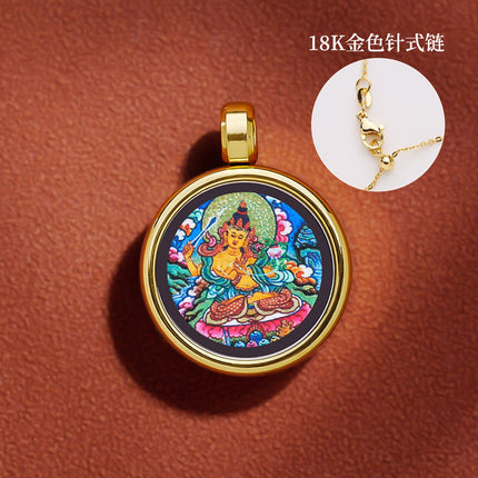 Thangka Xizang Hand Rope Hand-woven Ethnic Style Bracelet Five-way God of Wealth Green Mother Wen Zhu Thangka Bracelet